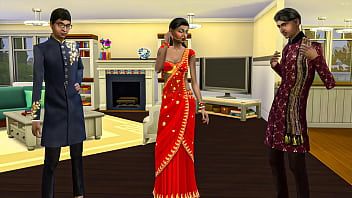 再生 インド人のお母さんは、2人の男の子がそうしないと認めたとしても、初めて2人の息子と性交してこれを行うように頼みます